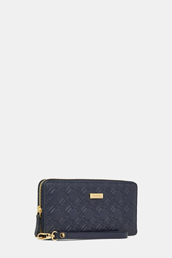 NAVY BLUE MONOGRAM LEATHER WALLET 2
