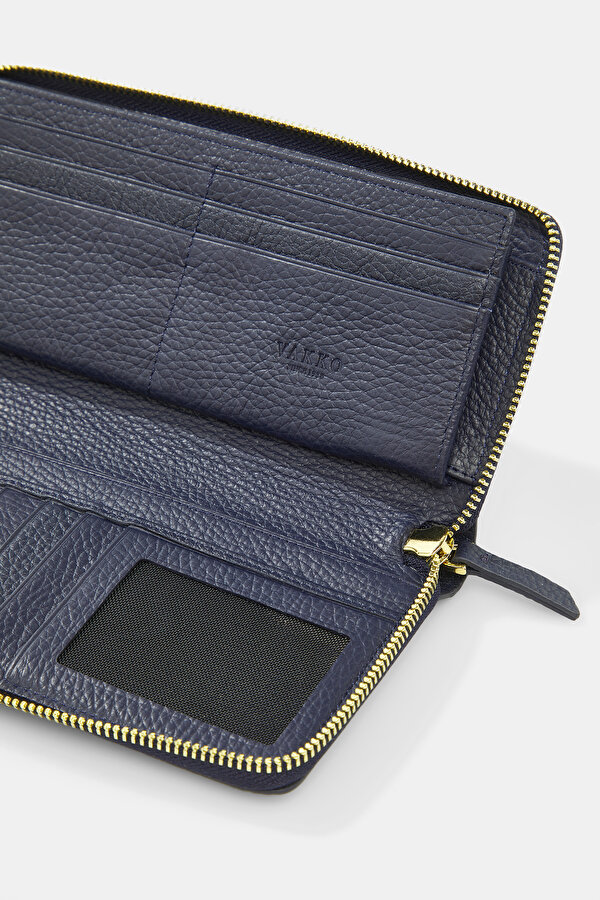 NAVY BLUE MONOGRAM LEATHER WALLET 6