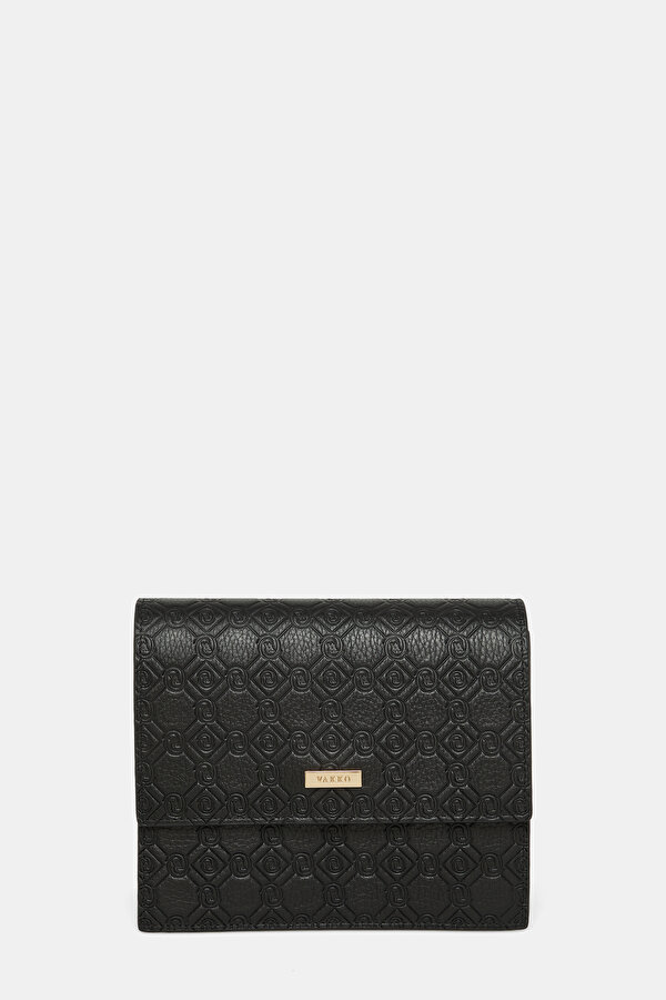 BLACK MONOGRAM LEATHER BAG