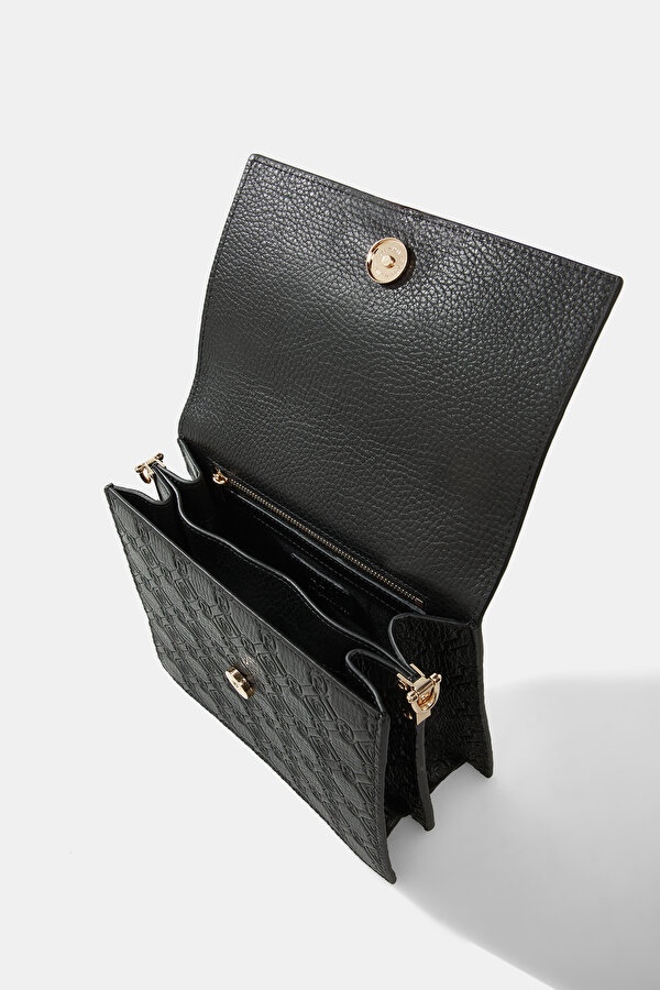 BLACK MONOGRAM LEATHER BAG 7