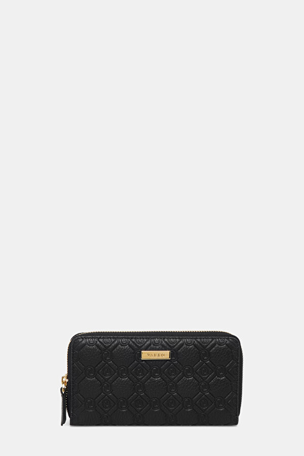 BLACK MONOGRAM LEATHER WALLET