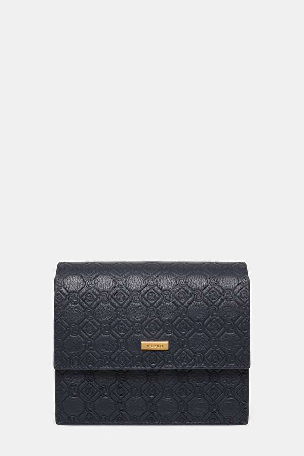 NAVY BLUE MONOGRAM LEATHER BAG