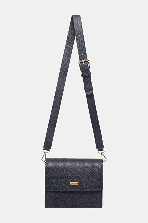 NAVY BLUE MONOGRAM LEATHER BAG 2