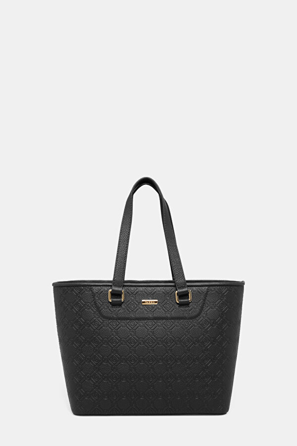 BLACK MONOGRAM LEATHER BAG