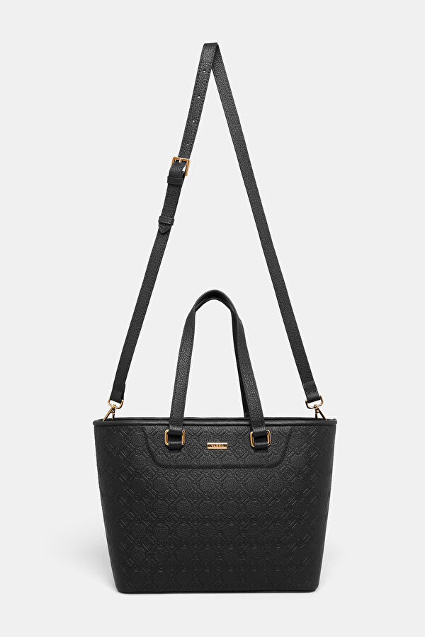BLACK MONOGRAM LEATHER BAG 2