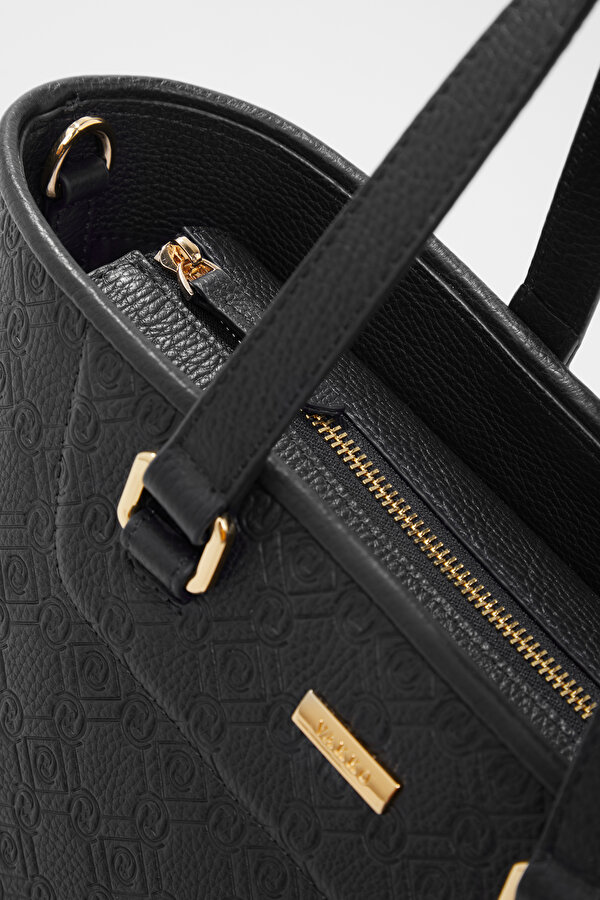 BLACK MONOGRAM LEATHER BAG 6
