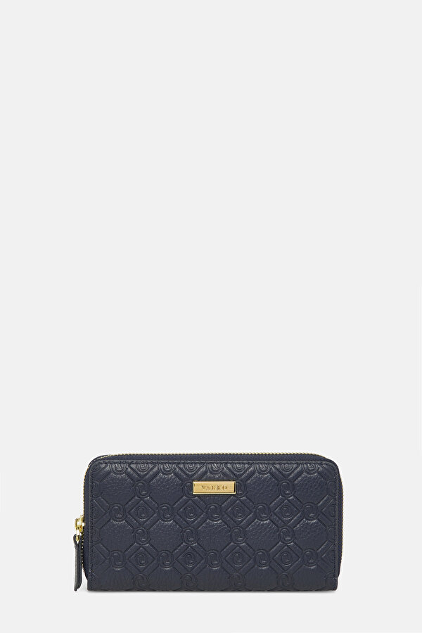 NAVY BLUE MONOGRAM LEATHER WALLET