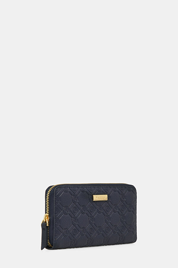 NAVY BLUE MONOGRAM LEATHER WALLET 2