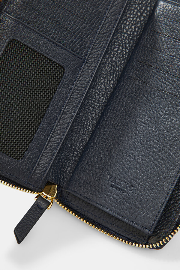 NAVY BLUE MONOGRAM LEATHER WALLET 6