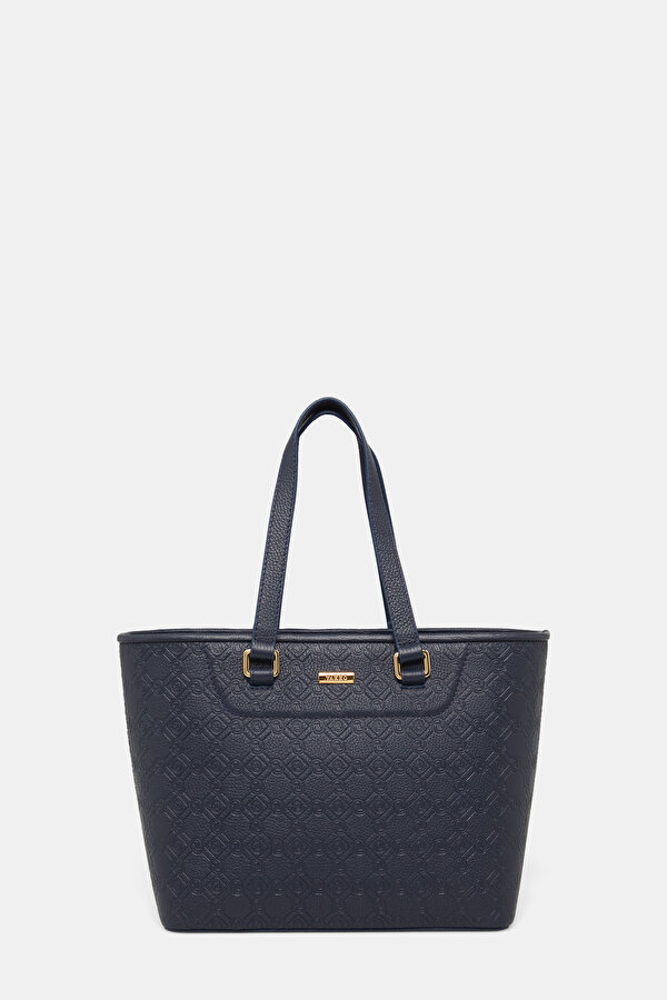 NAVY BLUE MONOGRAM LEATHER BAG