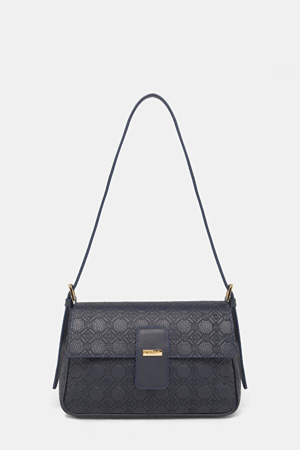NAVY BLUE MONOGRAM LEATHER BAG