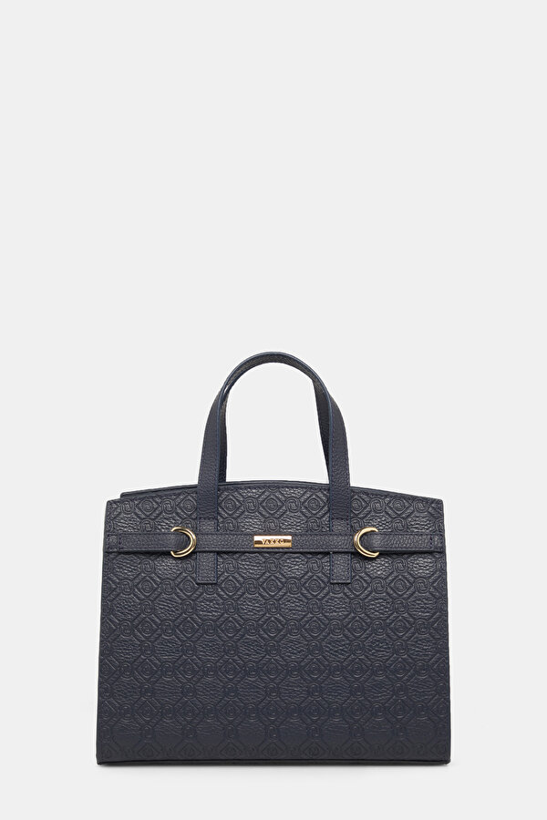 NAVY BLUE MONOGRAM LEATHER BAG