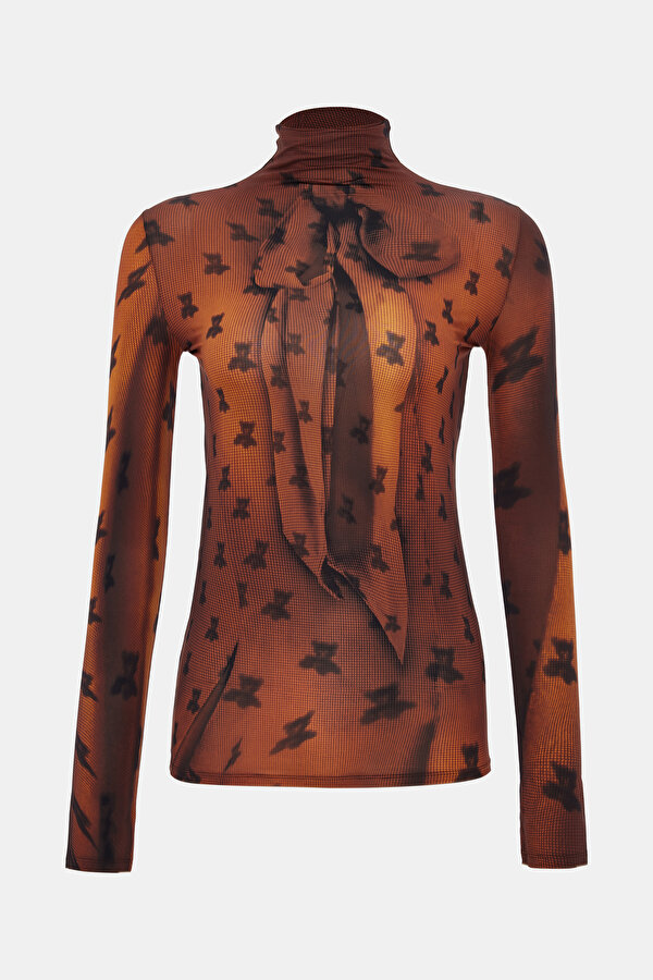 RED BROWN LONG SLEEVE BLOUSE