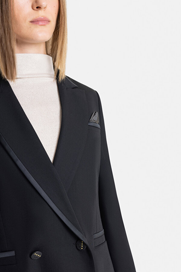BLACK SURPLICE NECKLINE (CROSS-OVER NECKLINE) JACKET 6