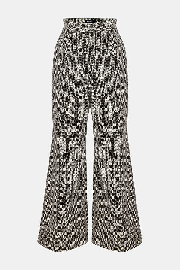 GRAY MELANGE STRAIGHT CUT TROUSERS