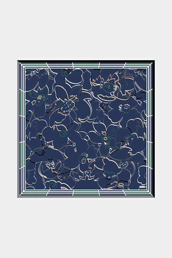 EMERALD GREEN FLORAL PATTERN TWILL SCARF