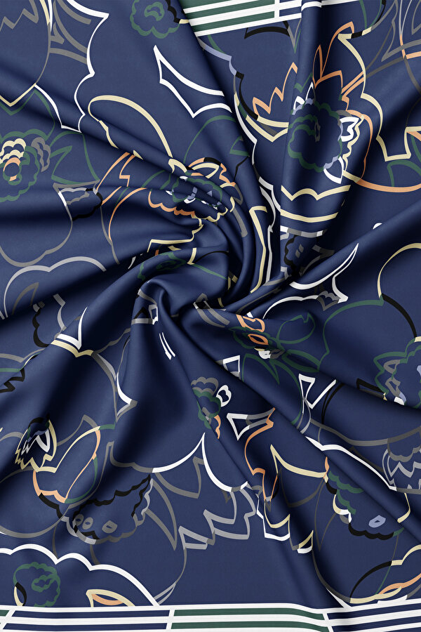 EMERALD GREEN FLORAL PATTERN TWILL SCARF 2