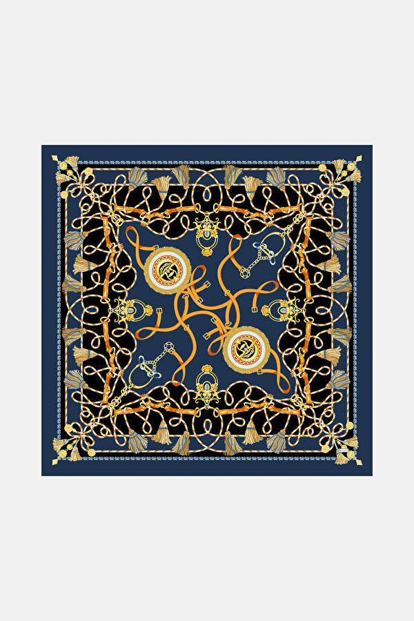 NAVY BLUE OBJECT DESIGN CASHMERE/SILK SHAWL