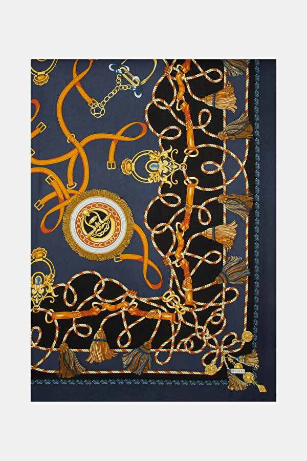 NAVY BLUE OBJECT DESIGN CASHMERE/SILK SHAWL 2