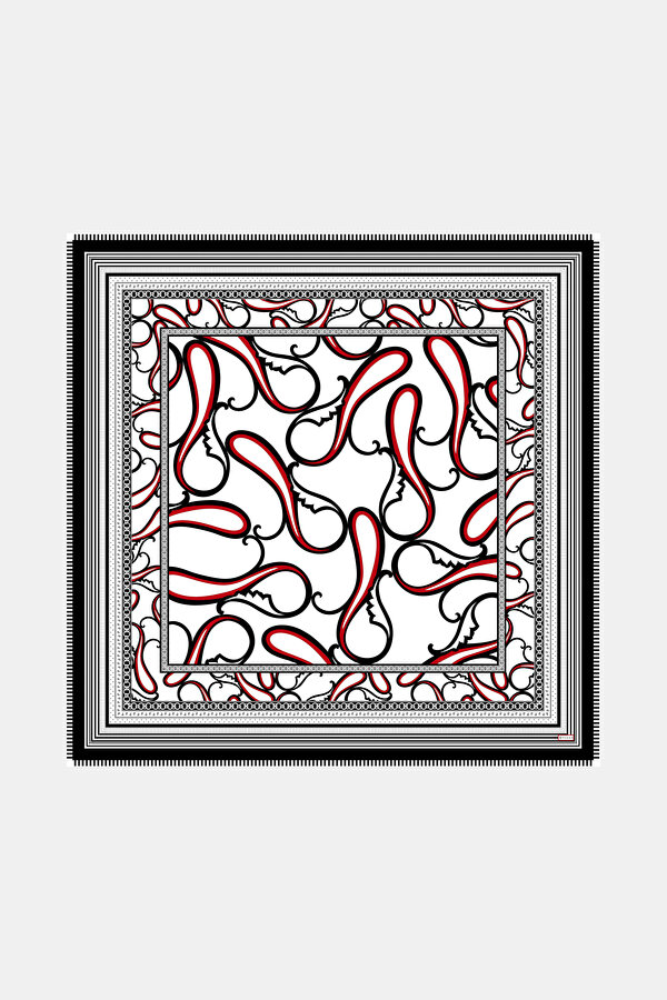 BLACK PAISLEY PATTERNED CASHMERE/SILK SHAWL