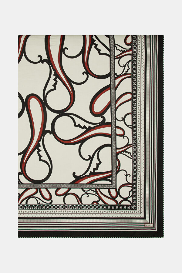 BLACK PAISLEY PATTERNED CASHMERE/SILK SHAWL 2