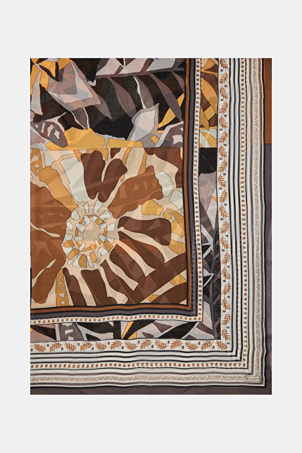 GREY FLORAL PATTERN CASHMERE/SILK SHAWL