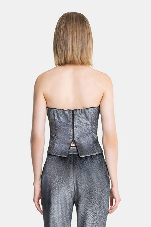 SILVER STRAPLESS SLEEVELESS BLOUSE 2