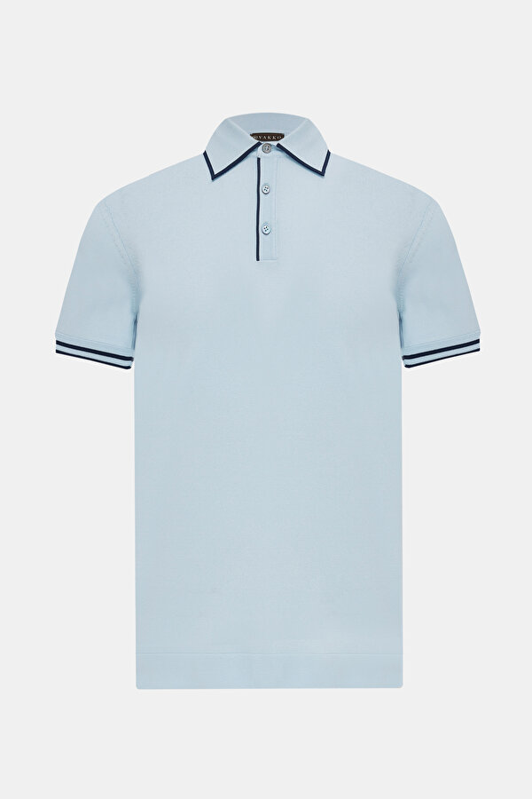 LIGHT BLUE POLO NECK SHORT SLEEVE TSHIRT