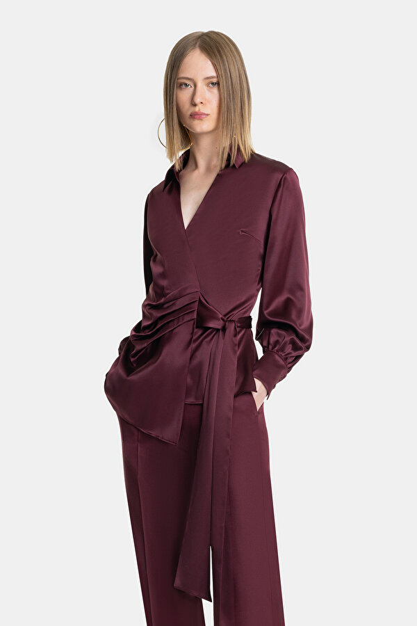 BORDO İPEK BLUZ