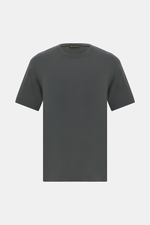 KHAKI BASIC / ROUND NECKLINE SHORT SLEEVE TSHIRT
