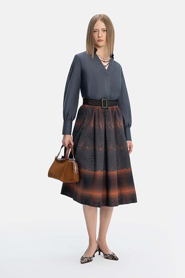 DARK BROWN LONG SLEEVE MIDI DRESS