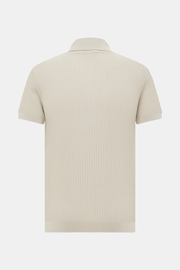 STONE COLOR POLO NECK SHORT SLEEVE TSHIRT 2