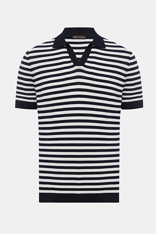 NAVY BLUE POLO NECK SHORT SLEEVE TSHIRT