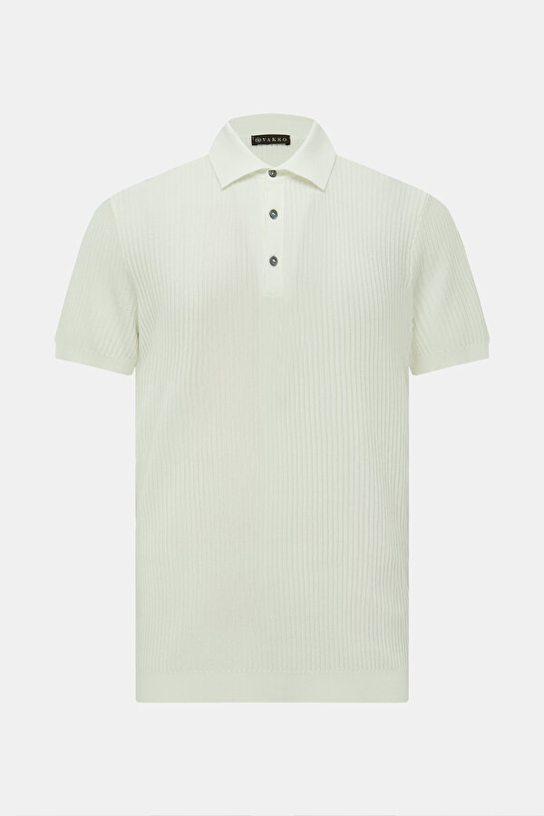 ECRU POLO NECK SHORT SLEEVE TSHIRT