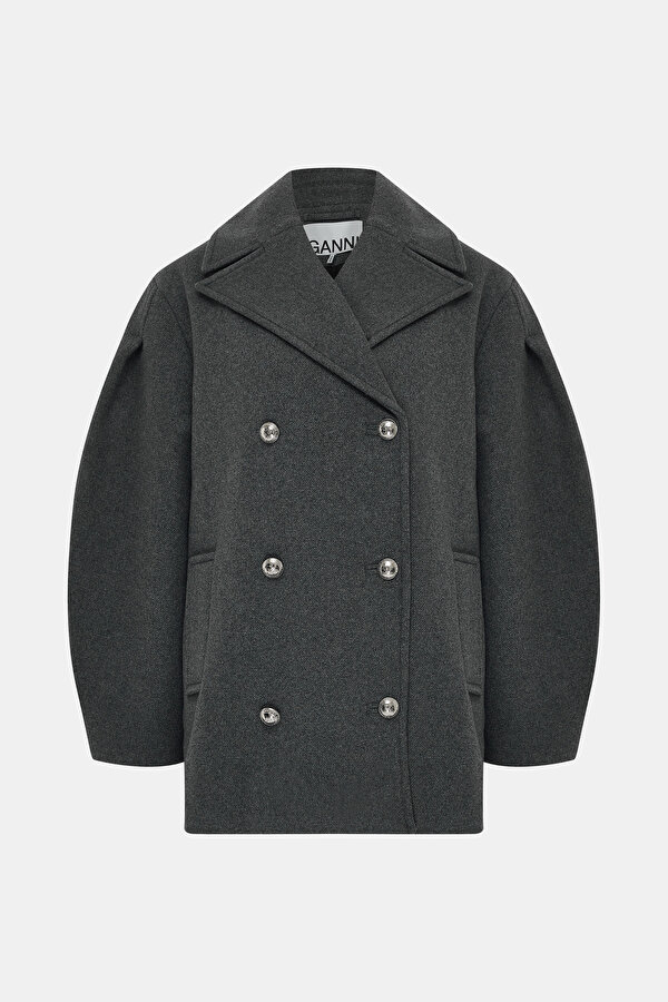 GREY WOOL REEFER JACKET