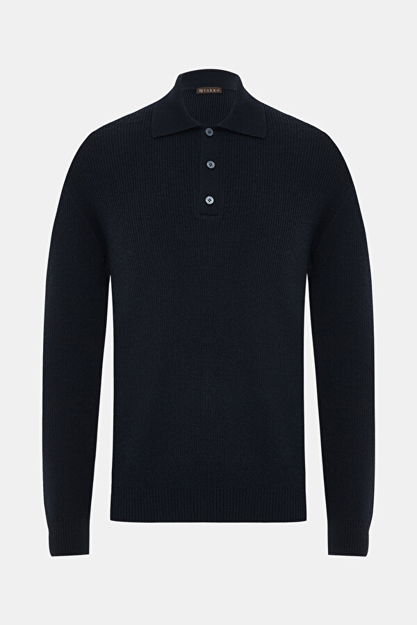 NAVY BLUE POLO NECK TRICOT