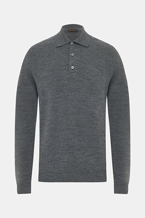 ANTHRACITE POLO NECK TRICOT
