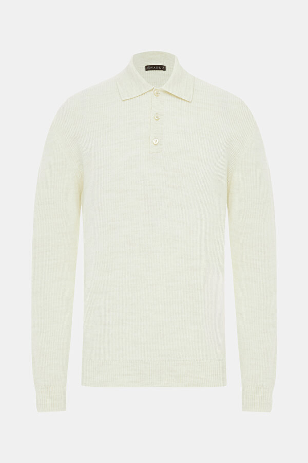 ECRU POLO NECK TRICOT