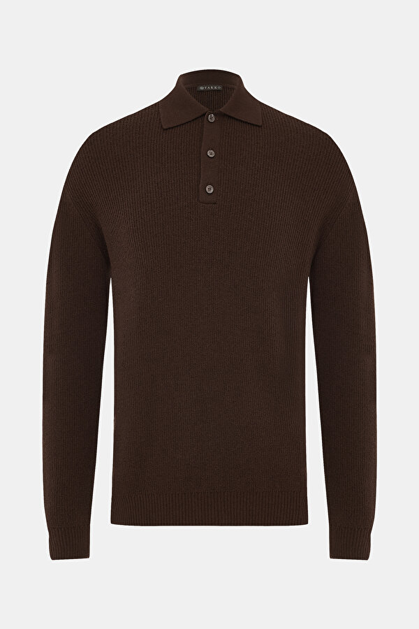 DARK BROWN POLO NECK TRICOT
