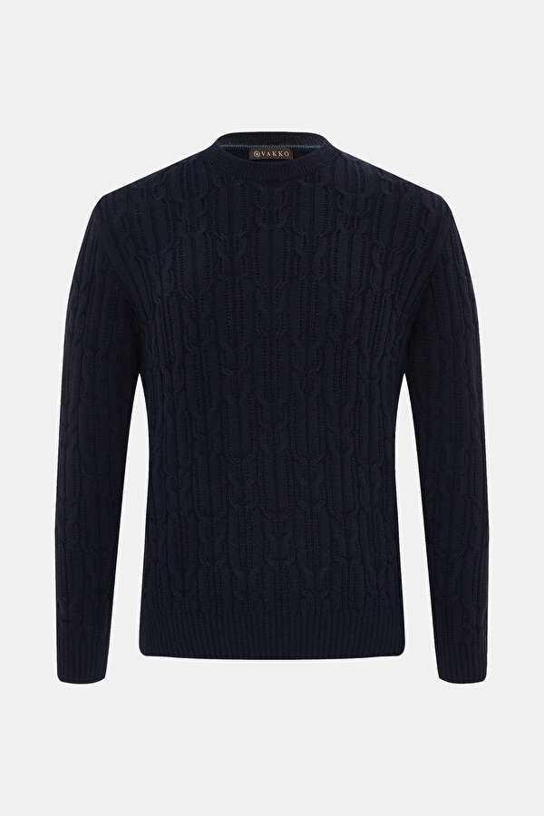 NAVY BLUE BASIC / ROUND NECKLINE TRICOT