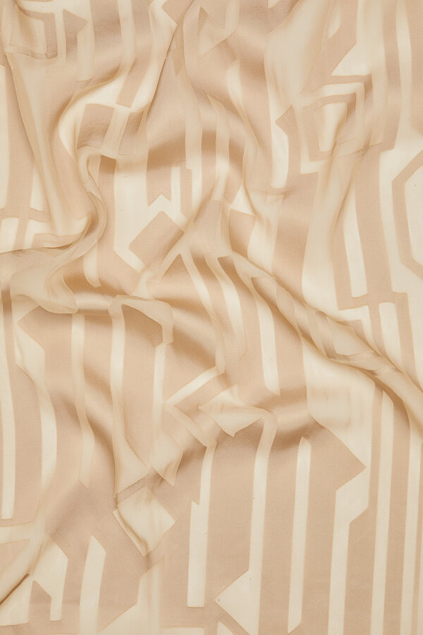 MINK GEOMETRIC DESIGN SATIN STRIPED SILK FABRICS SHAWL 2
