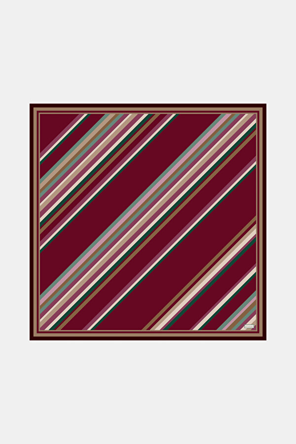 ÇİZGİLİ DESENLİ TWILL İPEK EŞARP
