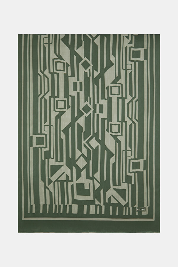 NEPHY GEOMETRIC DESIGN SATIN STRIPED SILK FABRICS SHAWL