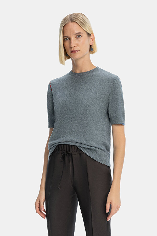 DARK BLUE BASIC / ROUND NECKLINE TRICOT