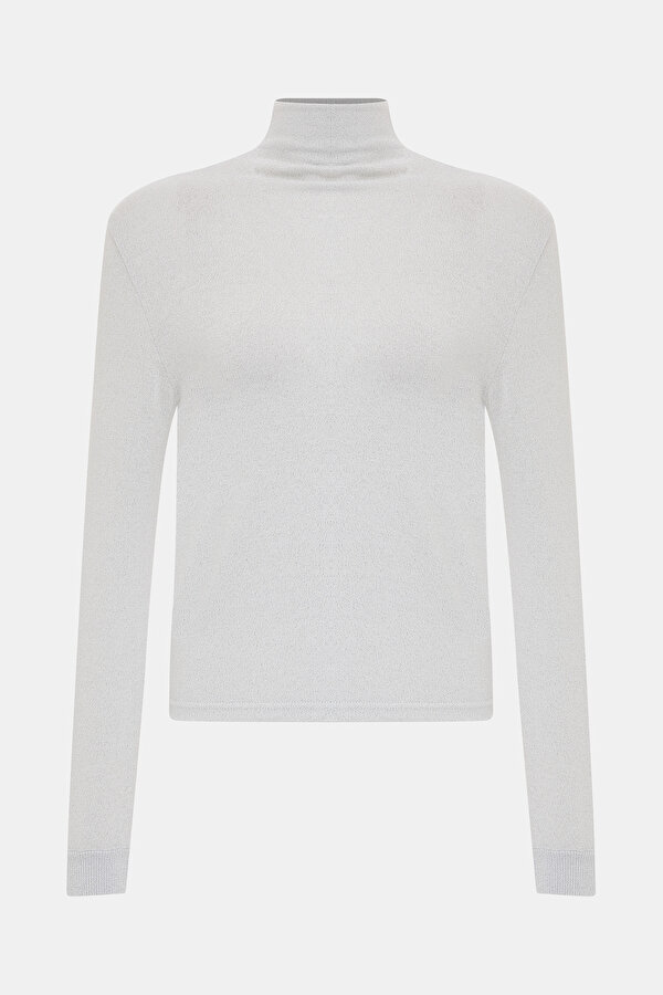 LIGHT GREY UPRIGHT COLLAR TRICOT