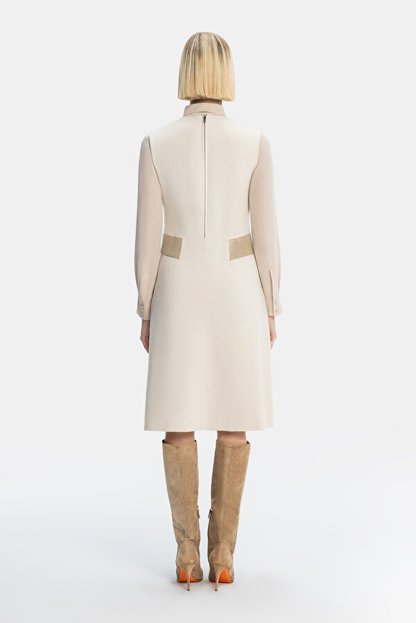 BEIGE SLEEVELESS MIDI DRESS 7