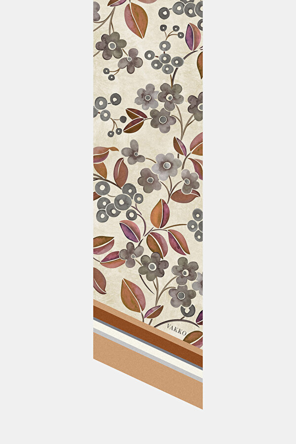 CINNAMON FLORAL PATTERN TWILL FOULARD