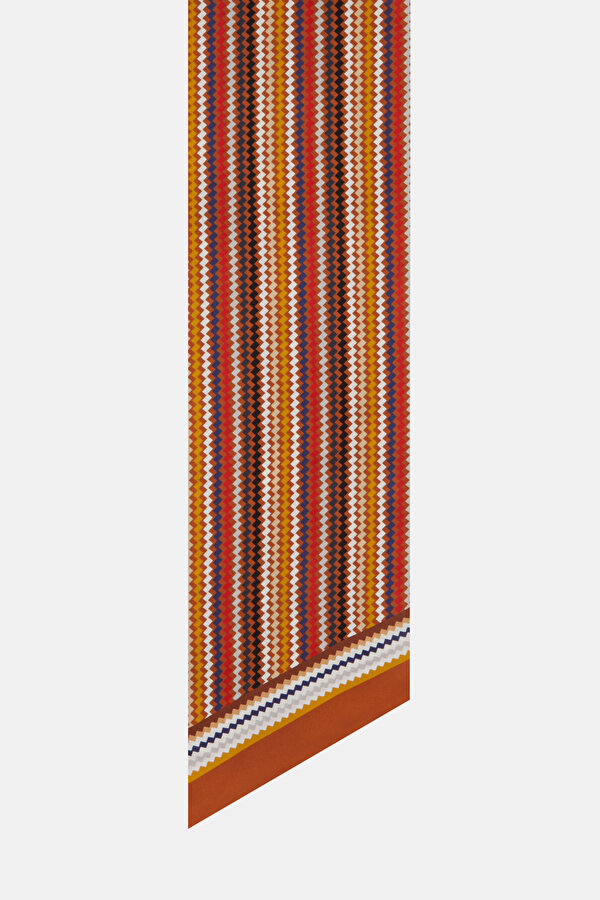 CINNAMON GEOMETRIC DESIGN TWILL FOULARD 2