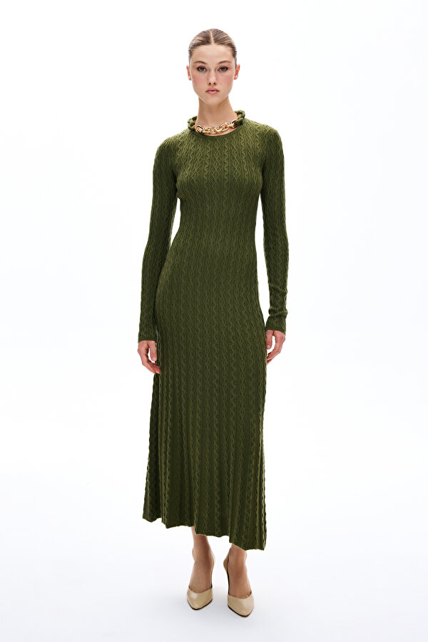KHAKI MIDI DRESS