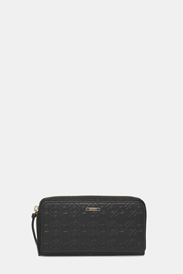 BLACK MONOGRAM LEATHER WALLET